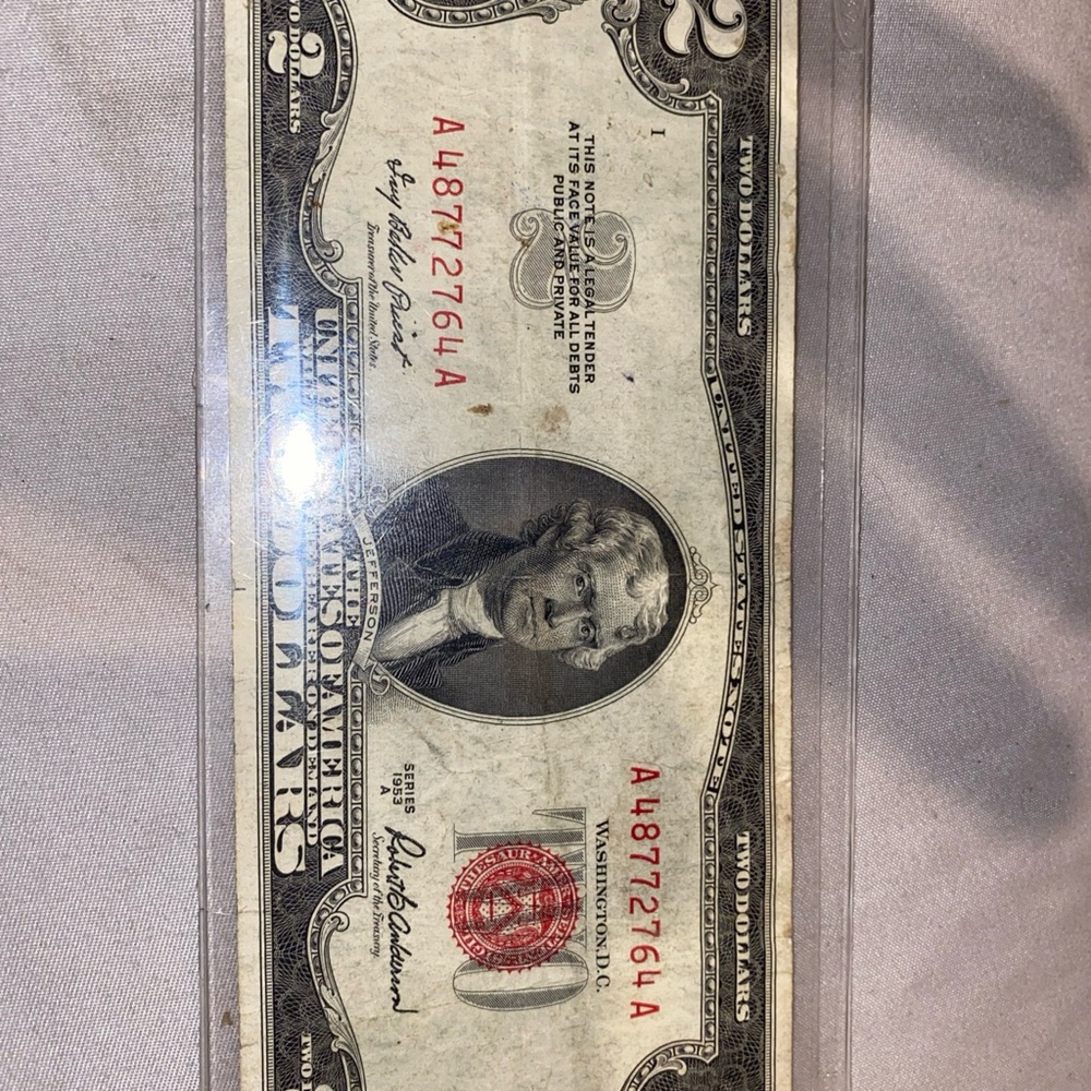 Rare Two Dollar Bill with Red Seal